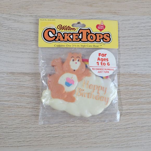 Wilton Care Bear Birthday Cake Tops 3 5/8" Ages 1 to 6 Vintage 1980s Sealed NOS - Picture 1 of 3